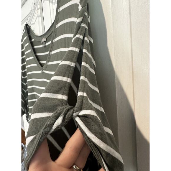 T By Talbots Plus Striped Shift Midi Dress Size 3x Cold Shoulder Stretch Comfort - Picture 5 of 8